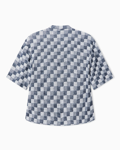 Check linen gauze shirt