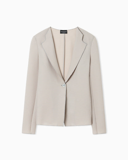 Jacket with lapels in canneté fabric