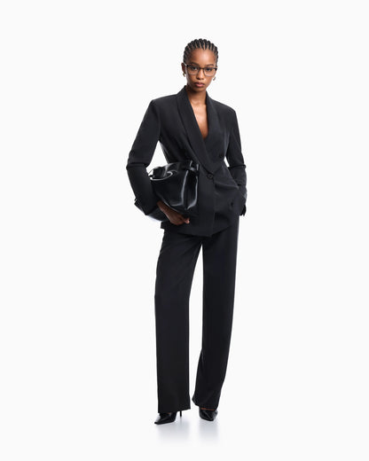 Double-breasted blazer with crepe shawl neckline