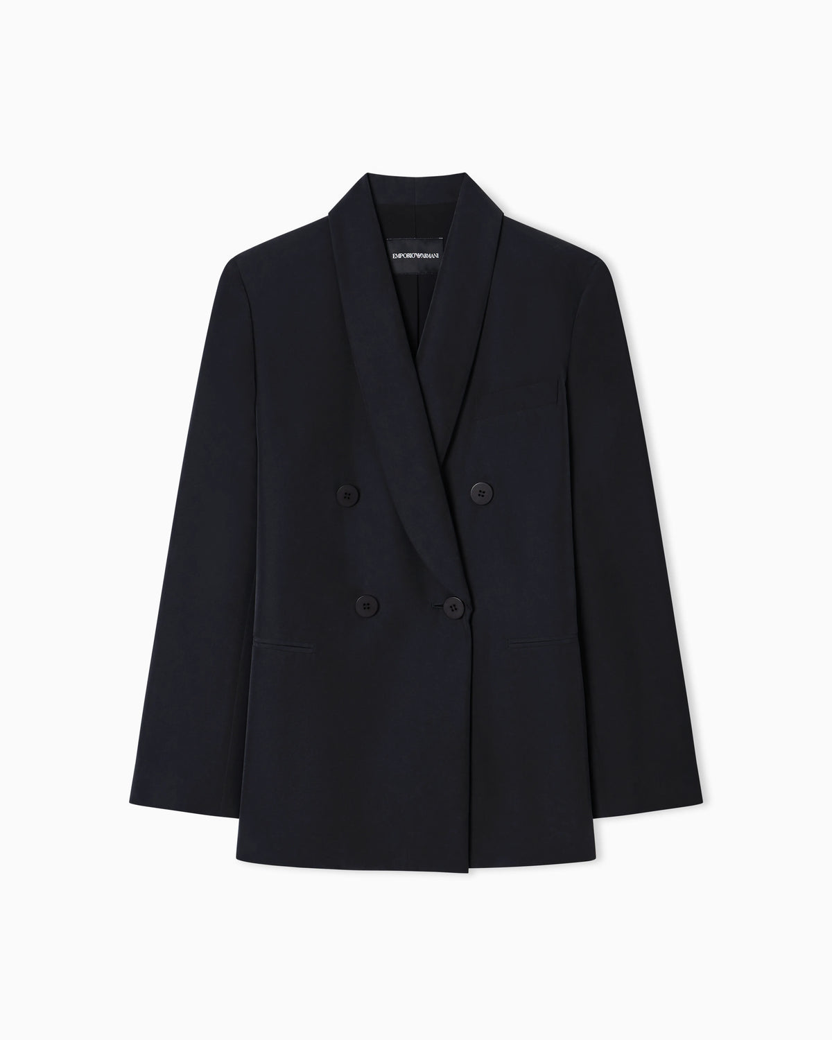 Double-breasted blazer with crepe shawl neckline