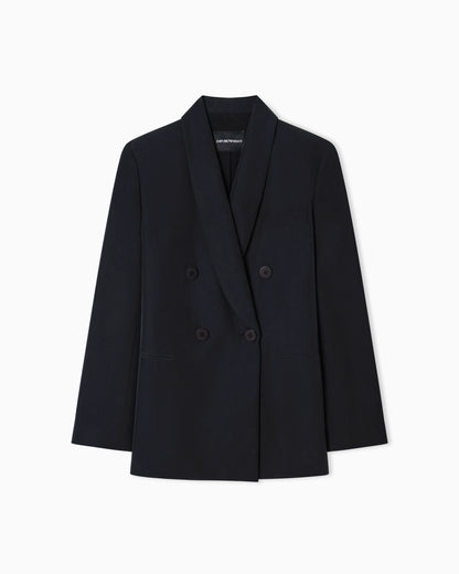 Double-breasted blazer with crepe shawl neckline