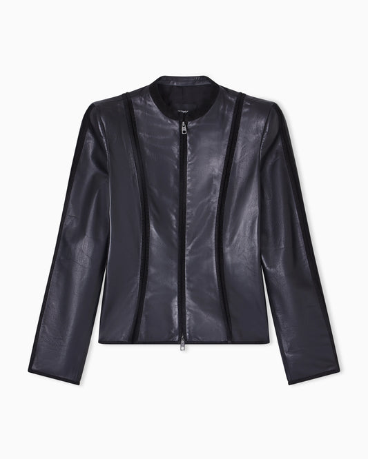 glove nappa leather jacket with suede piping