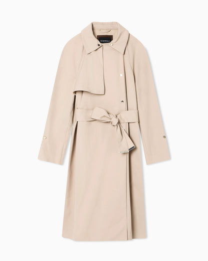 Trench coat in water-repellent technical cotton