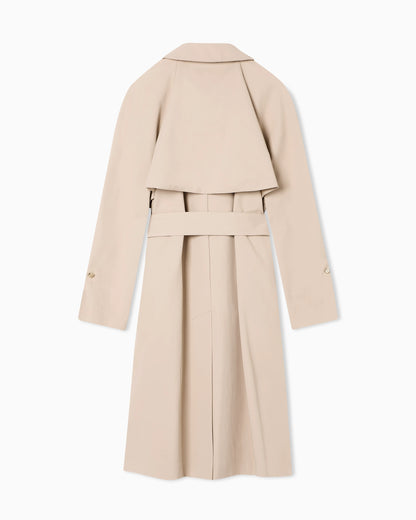 Trench coat in water-repellent technical cotton