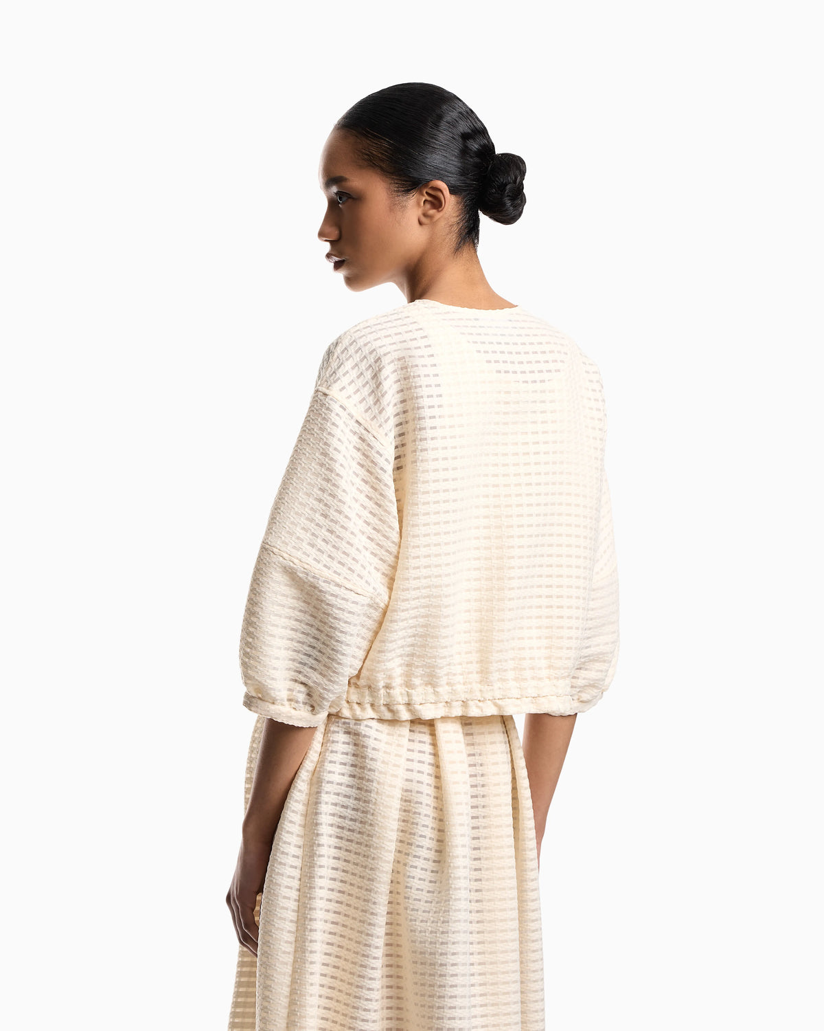 3D gingham jacquard jacket