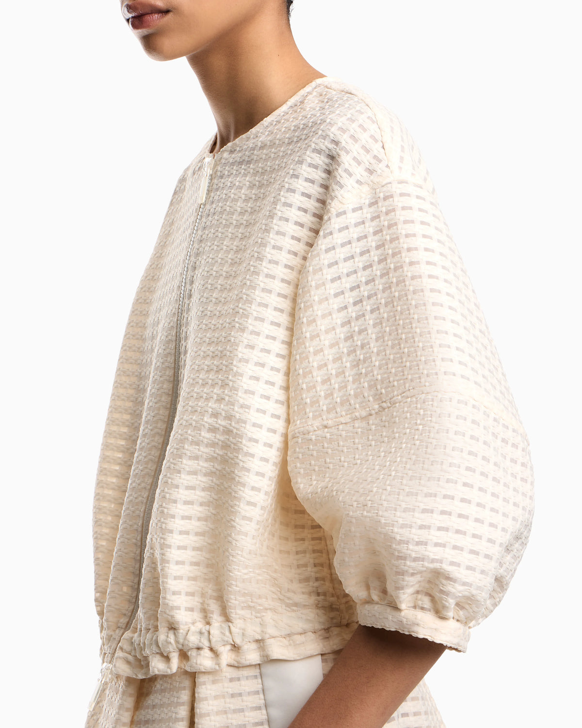 3D gingham jacquard jacket