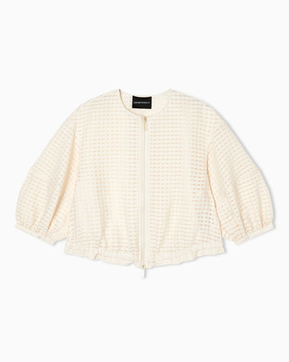 3D gingham jacquard jacket