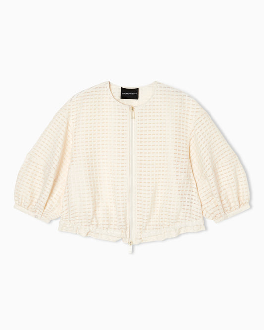 3D gingham jacquard jacket