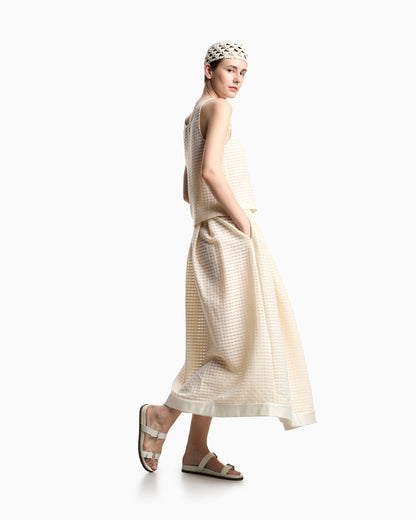 3D gingham jacquard top