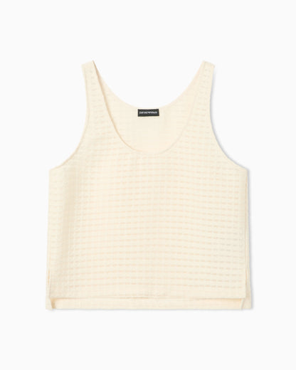 3D gingham jacquard top