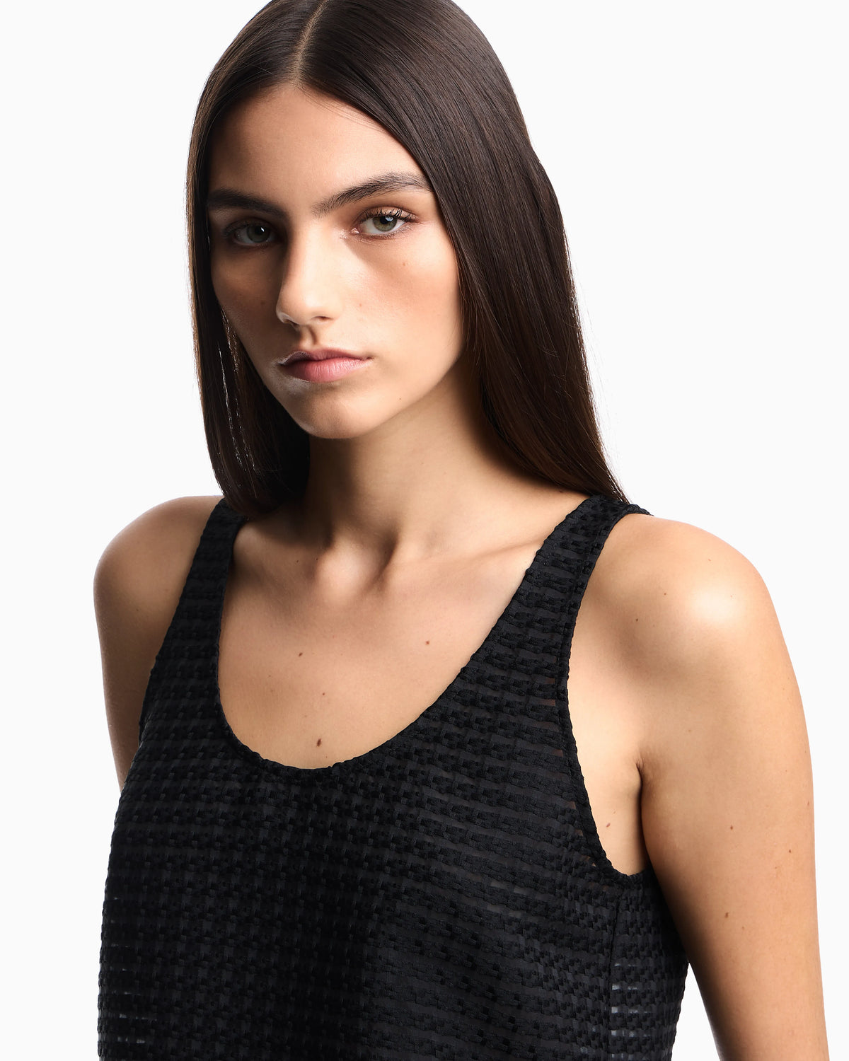 3D gingham jacquard top