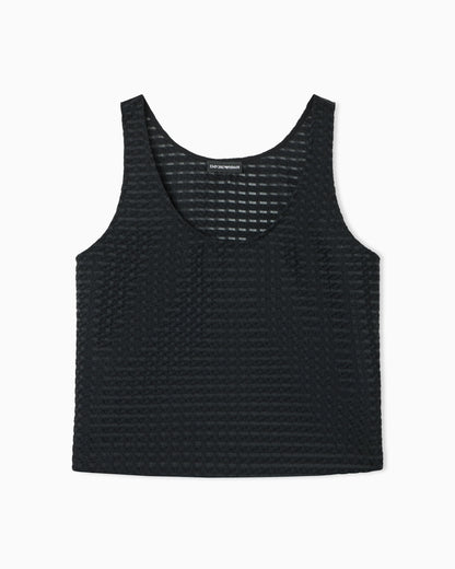 3D gingham jacquard top