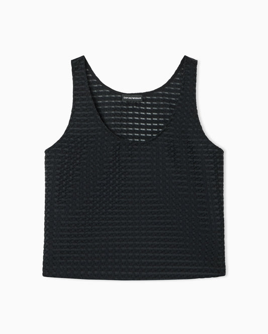3D gingham jacquard top
