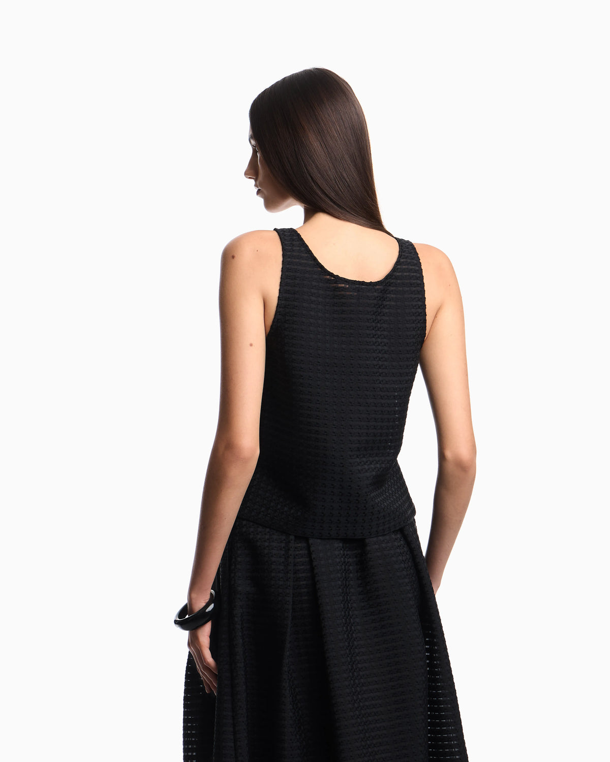 3D gingham jacquard top