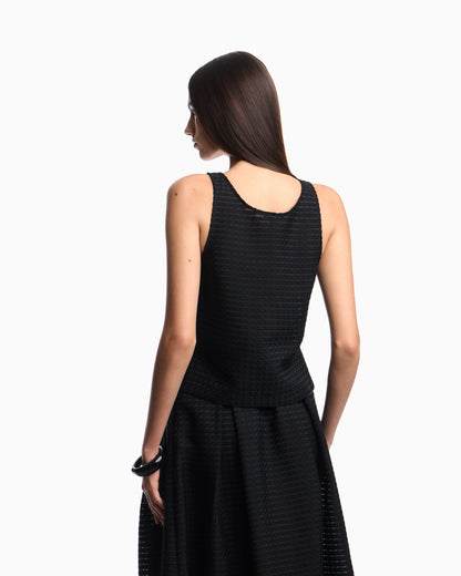 3D gingham jacquard top