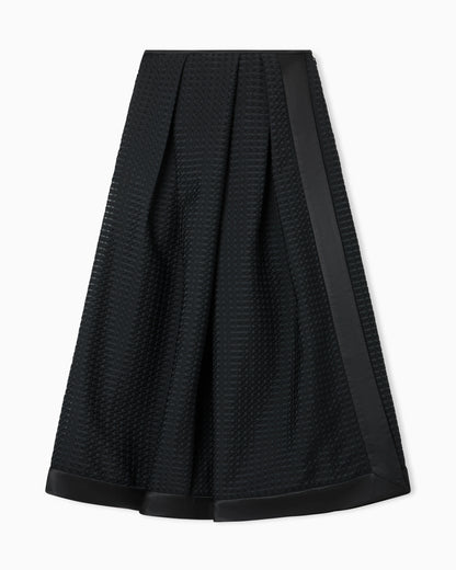 Long skirt in 3D gingham-effect jacquard