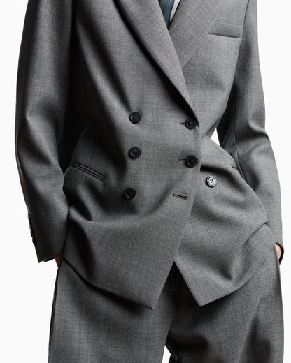 Double-breasted blazer in mouliné wool crêpe