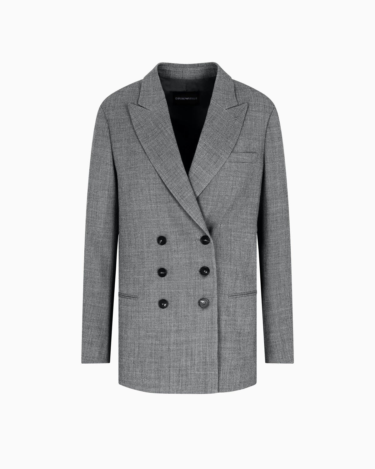 Double-breasted blazer in mouliné wool crêpe