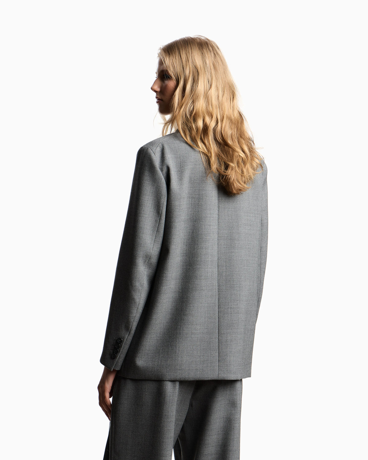 Double-breasted blazer in mouliné wool crêpe