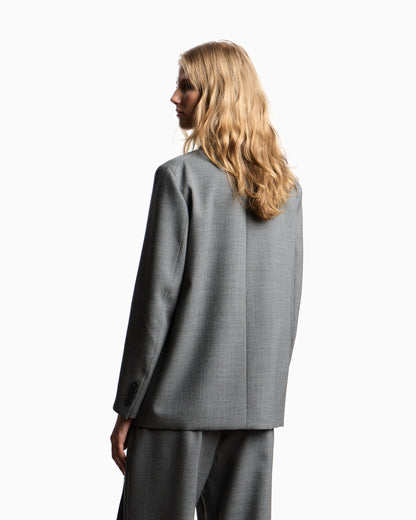 Double-breasted blazer in mouliné wool crêpe