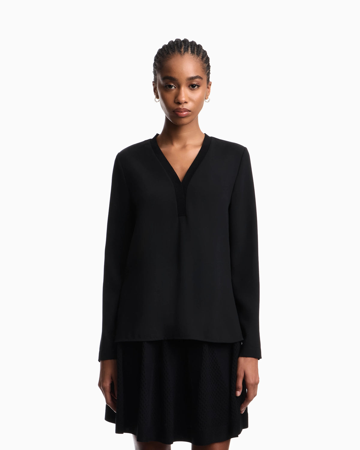 Flowing crêpe V-neck blouse