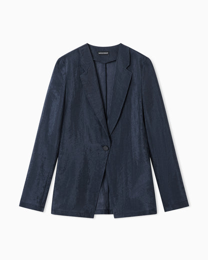 Technical crepon shirt jacket