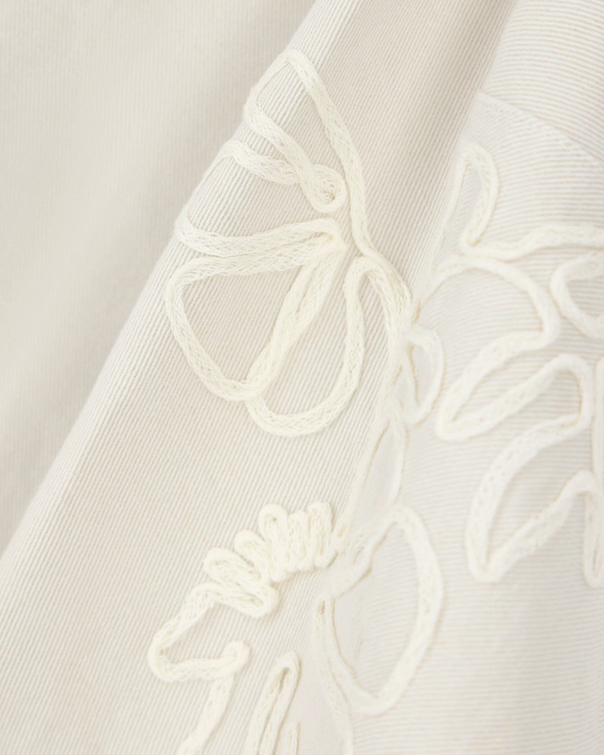 Linen-blend canvas shirt jacket with embroidery