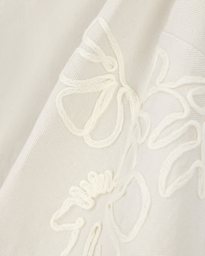 Linen-blend canvas shirt jacket with embroidery