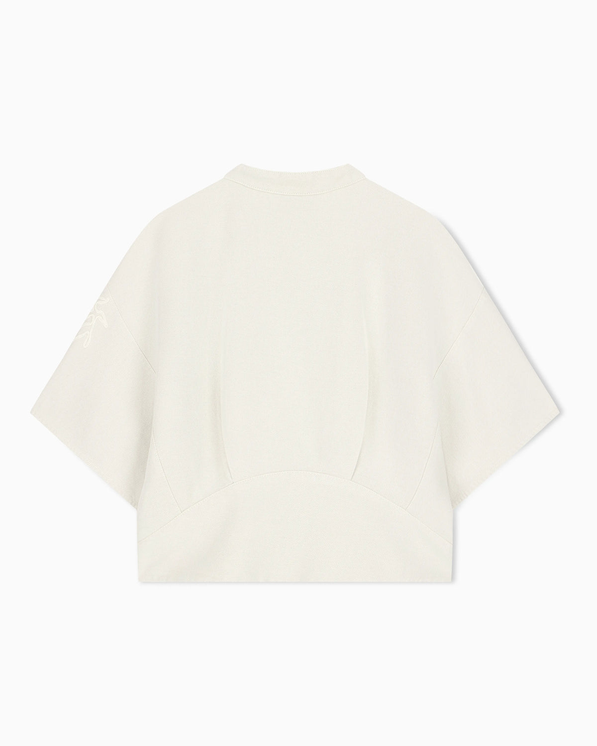 Linen-blend canvas shirt jacket with embroidery