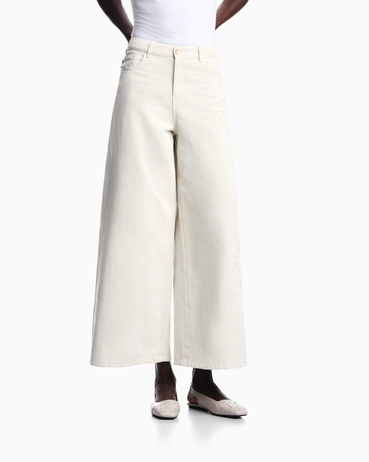 J1H loose-fit linen-blend canvas jeans with embroidery