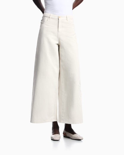 J1H loose-fit linen-blend canvas jeans with embroidery
