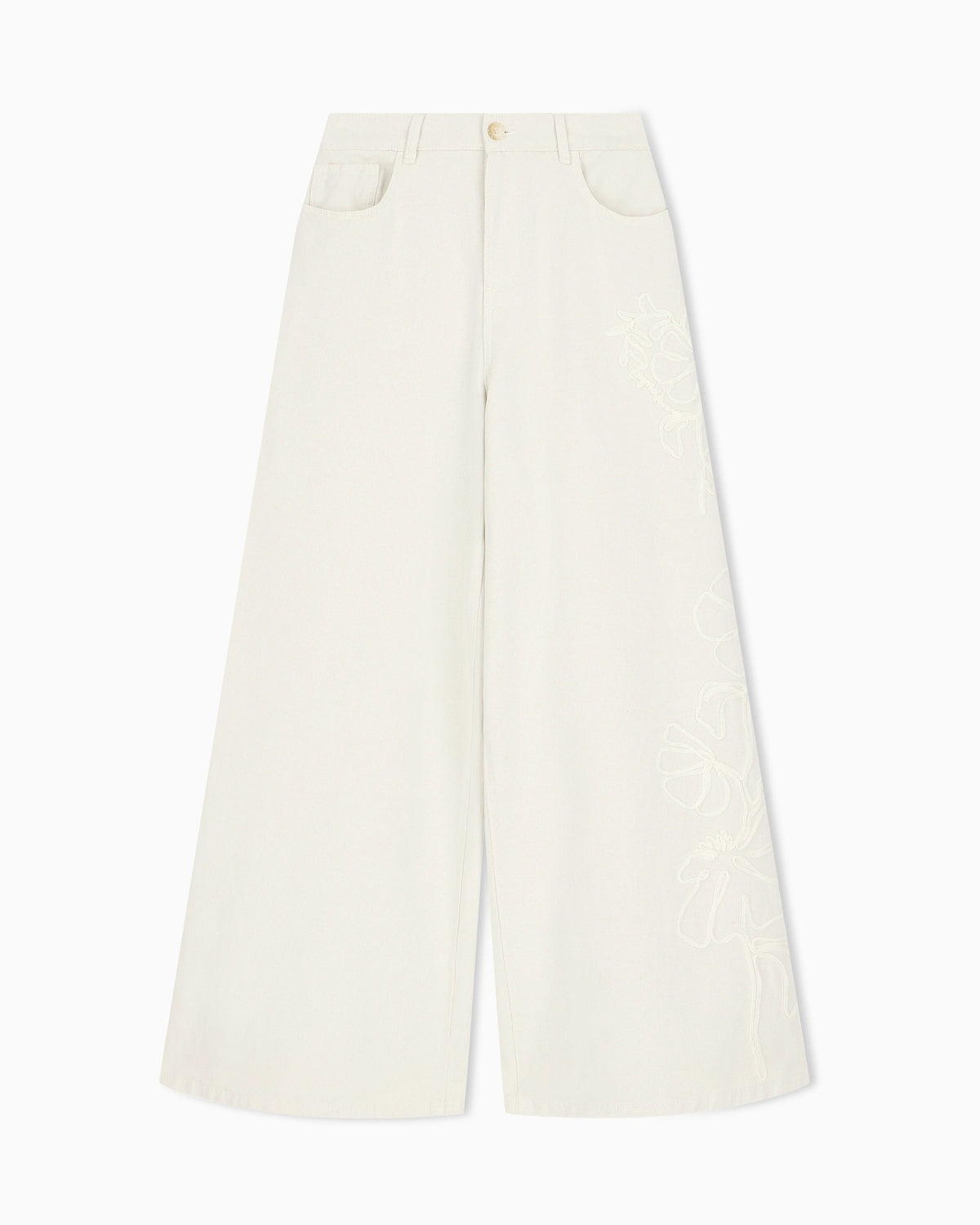 J1H loose-fit linen-blend canvas jeans with embroidery