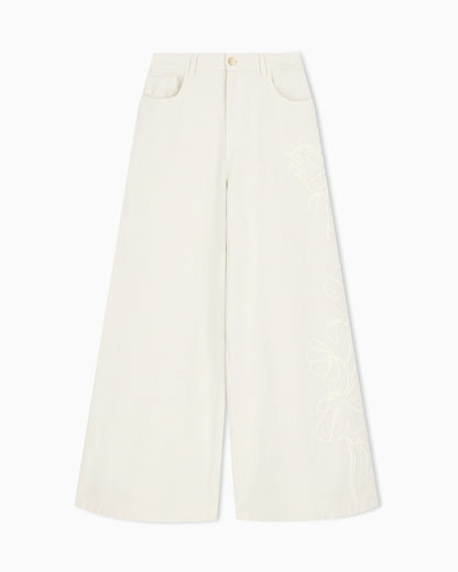 J1H loose-fit linen-blend canvas jeans with embroidery