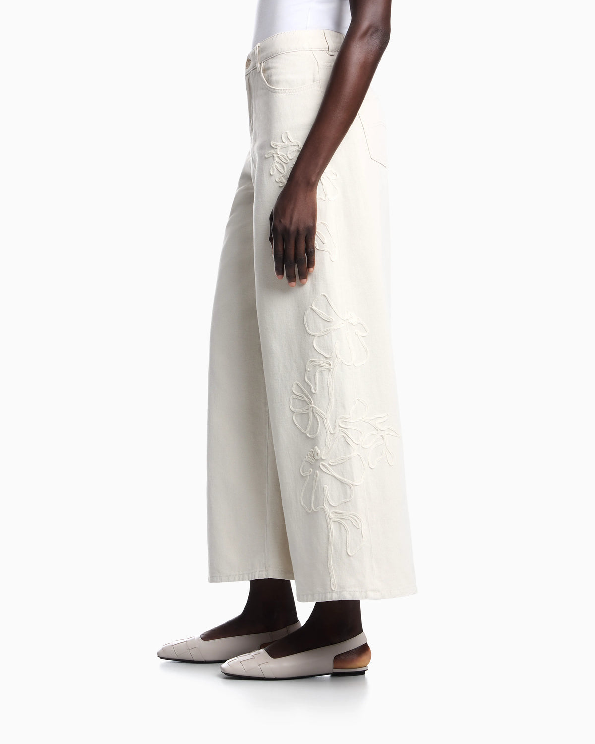 J1H loose-fit linen-blend canvas jeans with embroidery