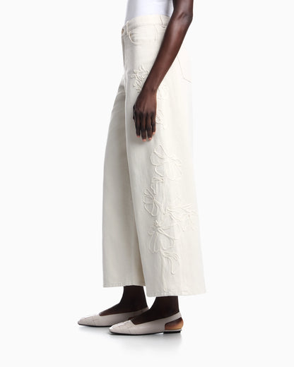 J1H loose-fit linen-blend canvas jeans with embroidery