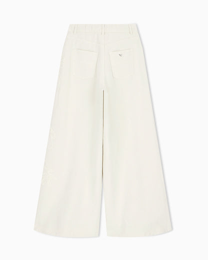 J1H loose-fit linen-blend canvas jeans with embroidery