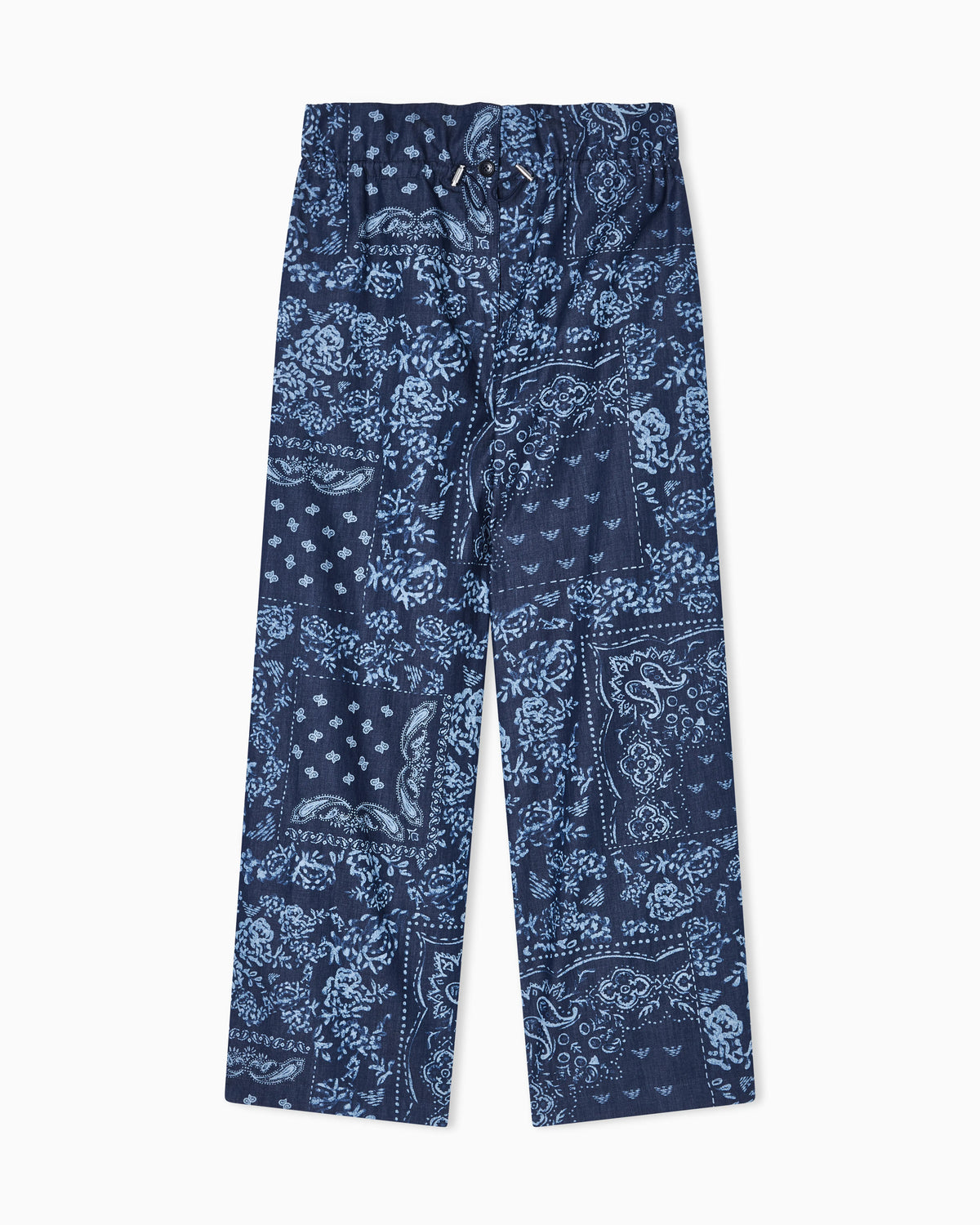 Chambray trousers with all-over print