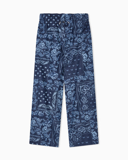 Chambray trousers with all-over print