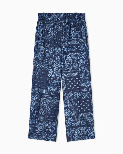 Chambray trousers with all-over print