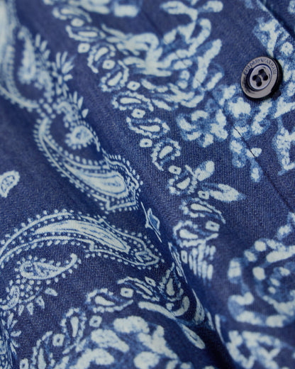 Bandana print chambray dress