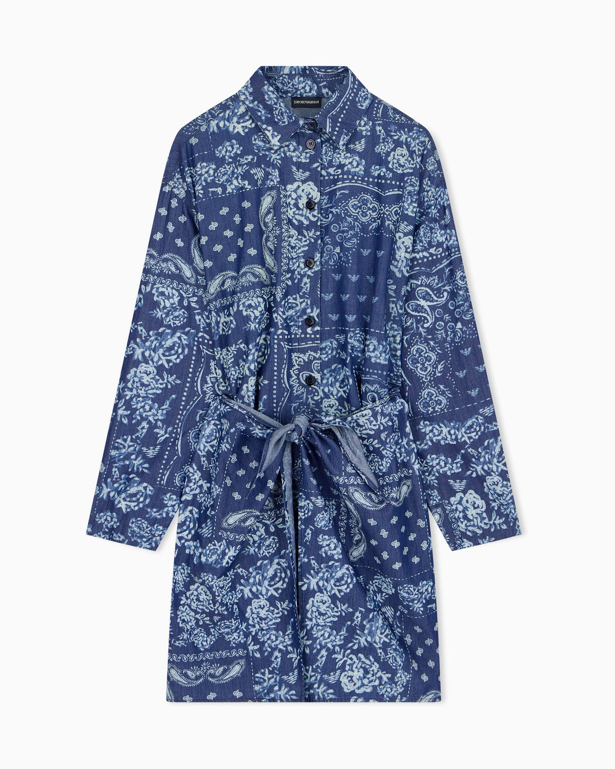 Bandana print chambray dress