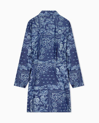 Bandana print chambray dress