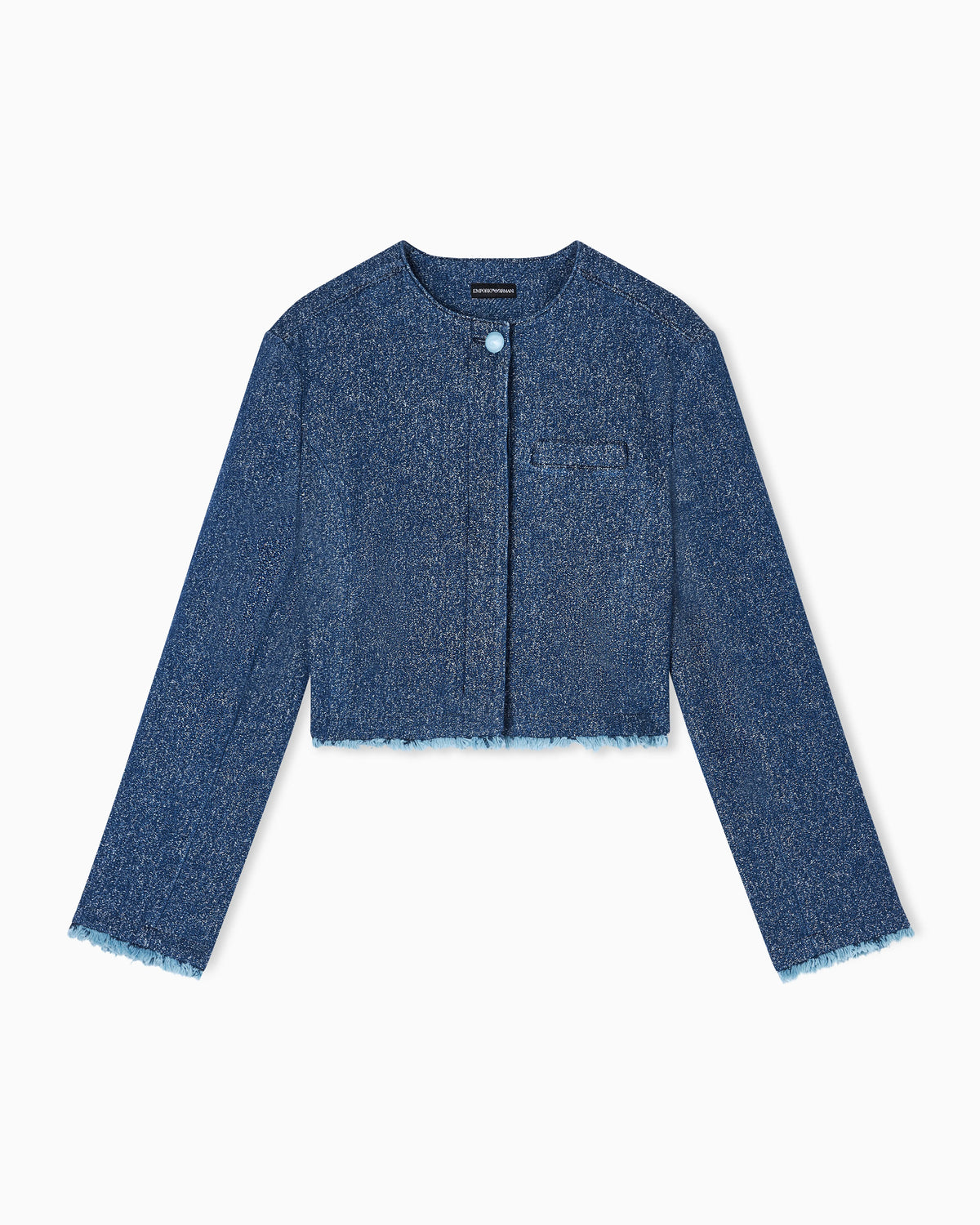 Speckled denim cropped jacket