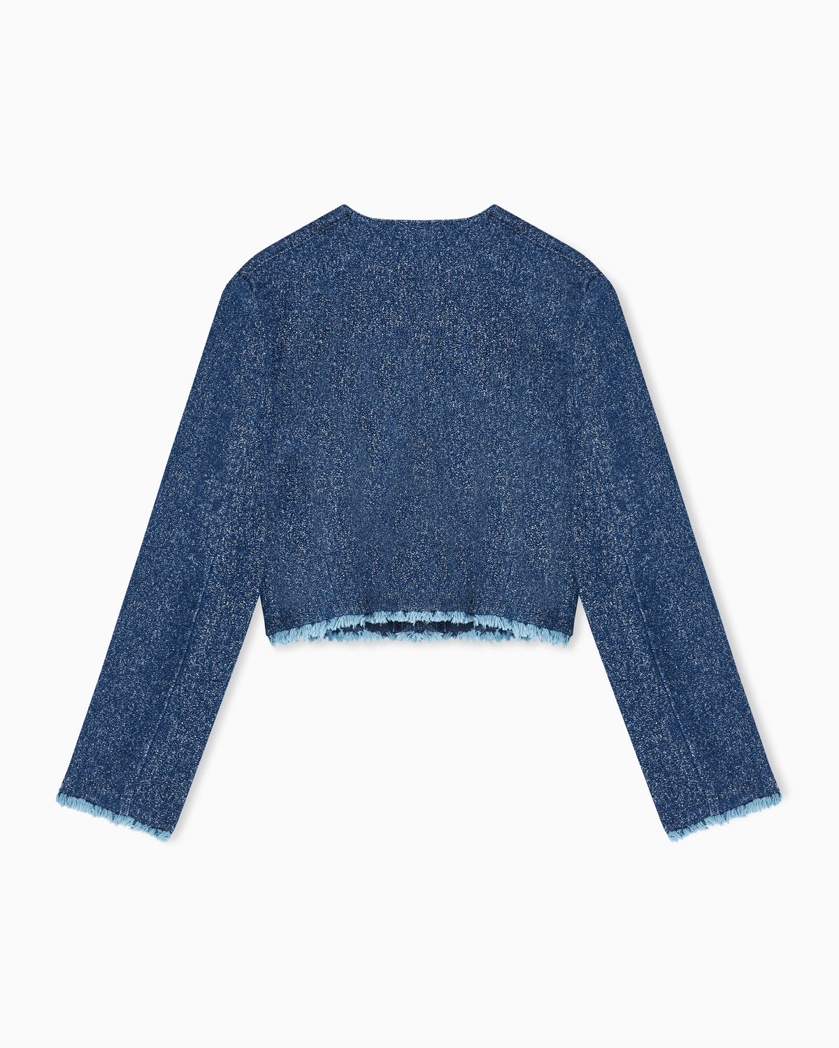 Speckled denim cropped jacket