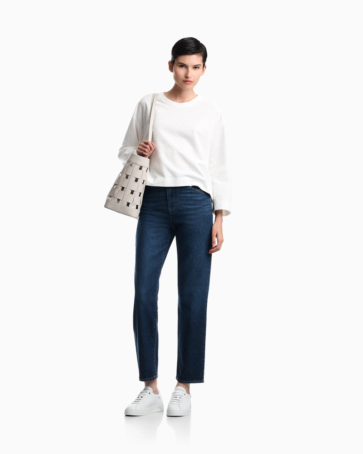 Five-pocket rigid denim jeans with a vintage look