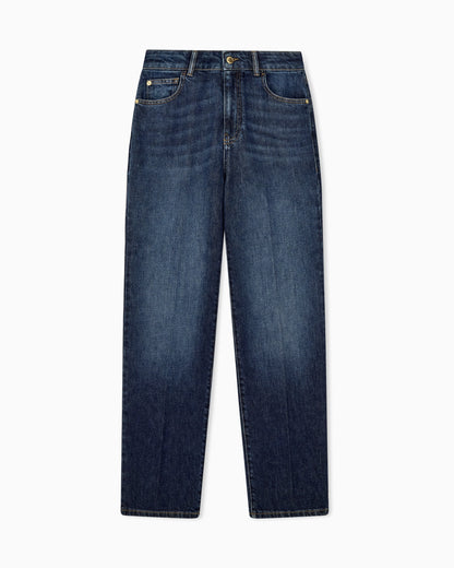 Five-pocket rigid denim jeans with a vintage look
