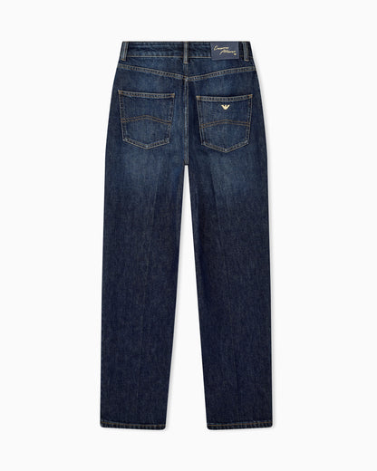 Five-pocket rigid denim jeans with a vintage look