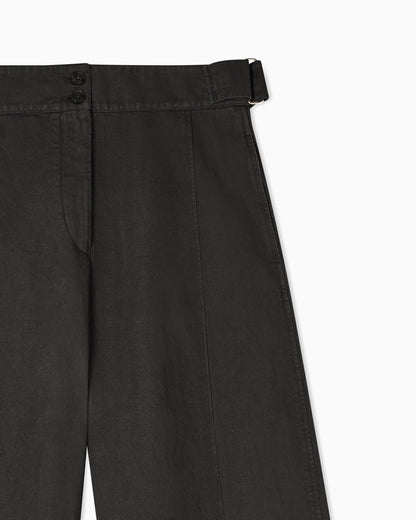 Garment-dyed linen-blend oval-leg trousers