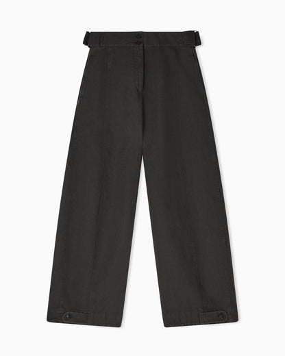 Garment-dyed linen-blend oval-leg trousers