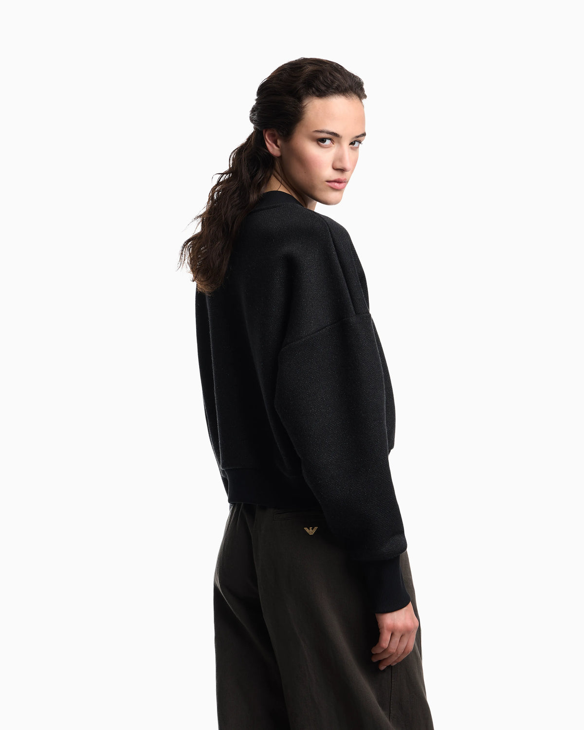 Lurex jersey sweatshirt with shiny logo